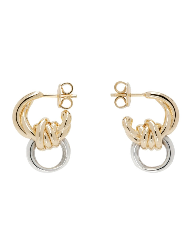 Bottega Veneta Silver & Gold Knot Earrings