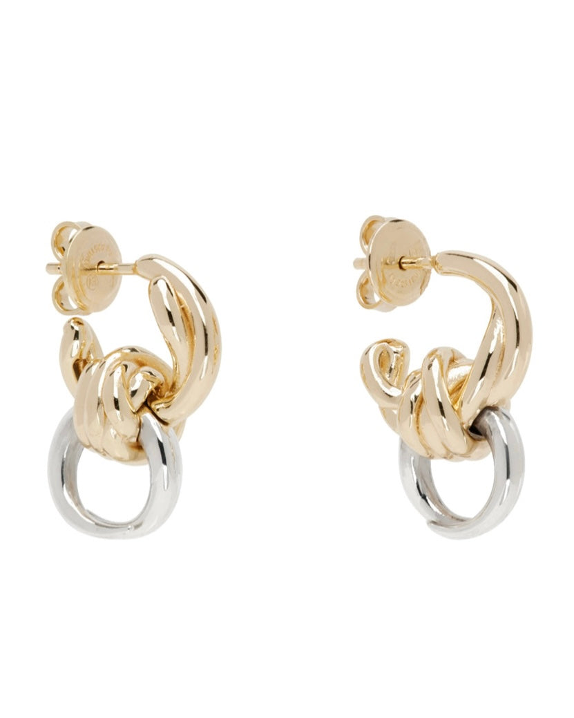 Bottega Veneta Silver & Gold Knot Earrings