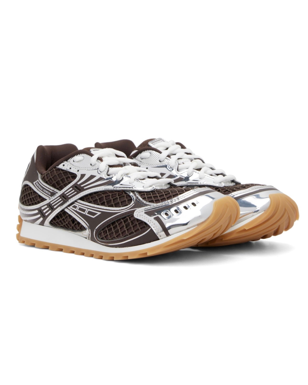 Bottega Veneta Brown & Silver Orbit Sneakers